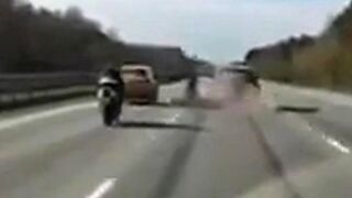 Two bikers in an accident
