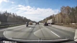 Two bikers in an accident