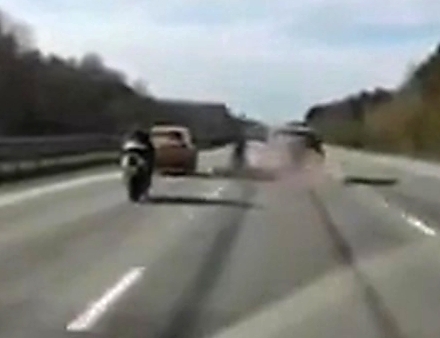Two bikers in an accident