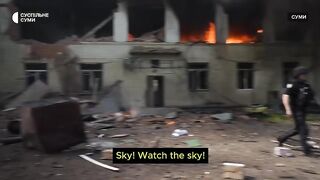 Russian drone attacks on civilian infrastructure in Sumy (subtitles)