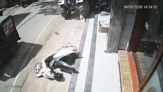 CCTV Horror: Out-of-Control Tractor Massacres Scooter in Broad Daylight