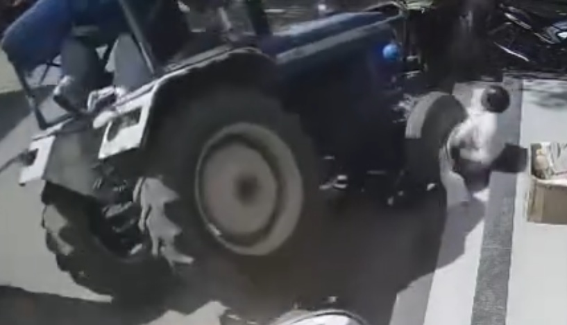 CCTV Horror: Out-of-Control Tractor Massacres Scooter in Broad Daylight