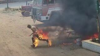 Thinner Bottle Explodes Killing Worker at Kadapa Scrap Shop