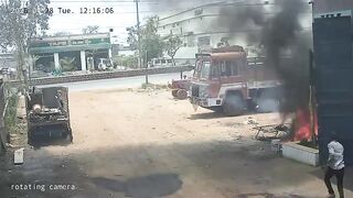 Thinner Bottle Explodes Killing Worker at Kadapa Scrap Shop