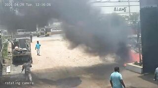 Thinner Bottle Explodes Killing Worker at Kadapa Scrap Shop
