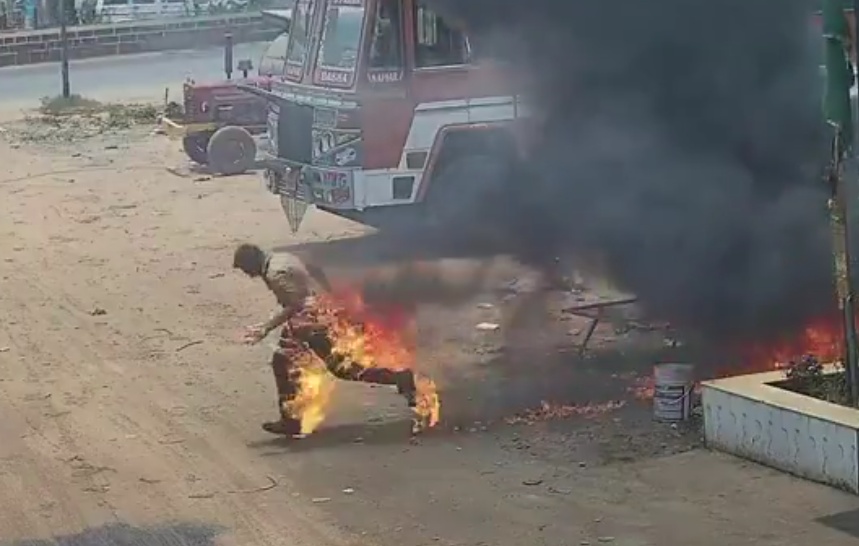 Thinner Bottle Explodes Killing Worker at Kadapa Scrap Shop