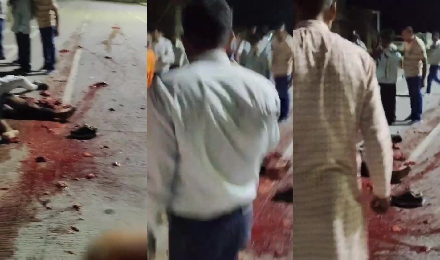 Man splattered on pavement
