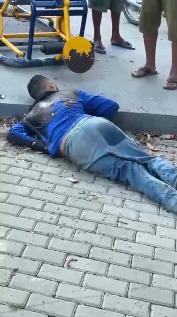 man in terrible agony after shots