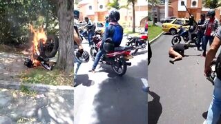 Colombian robbers receive corporal punishment from the public