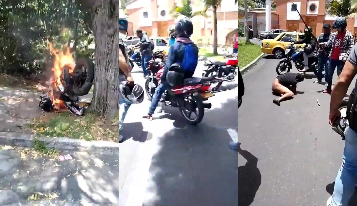 Colombian robbers receive corporal punishment from the public