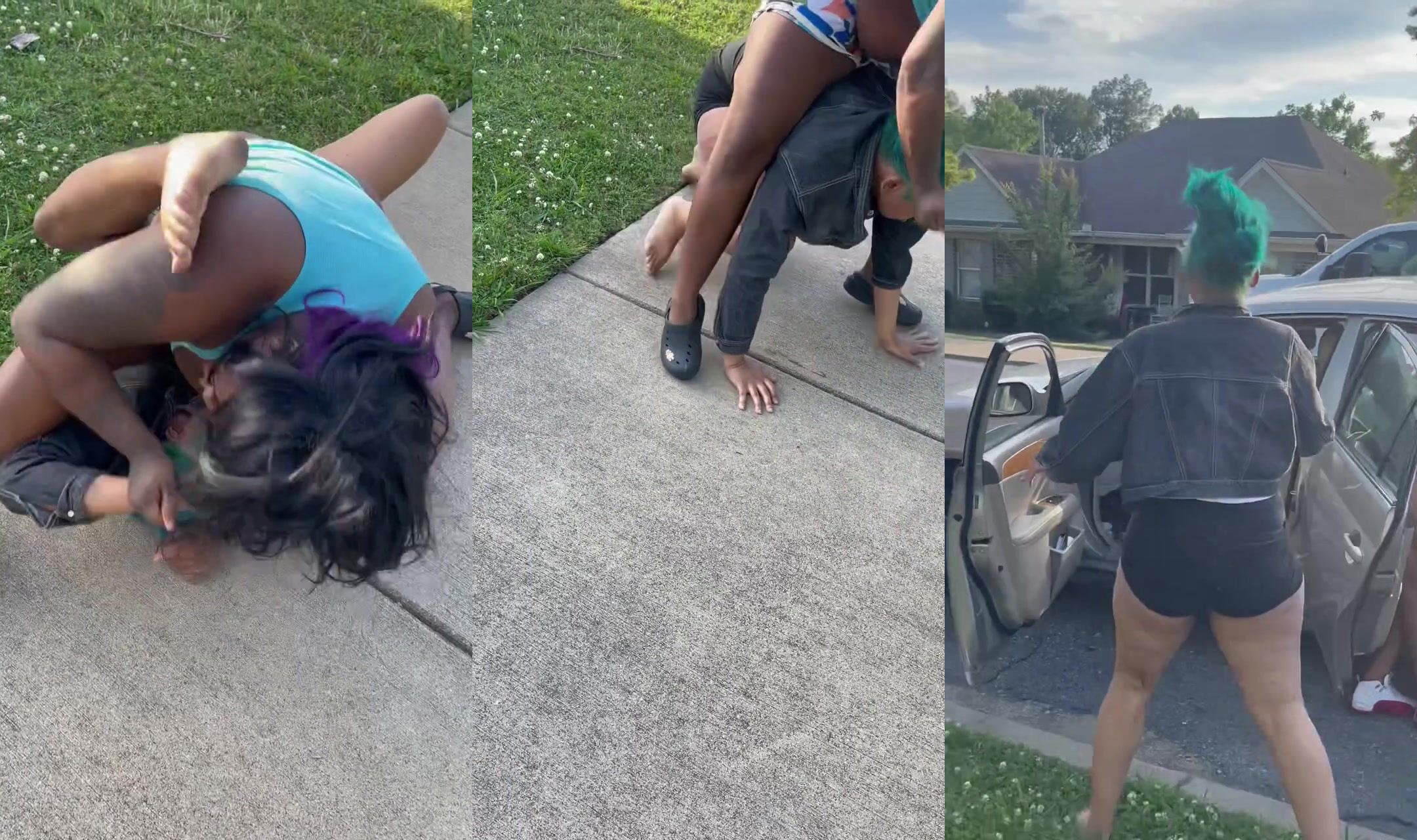 Left leaking by woman with one titty out