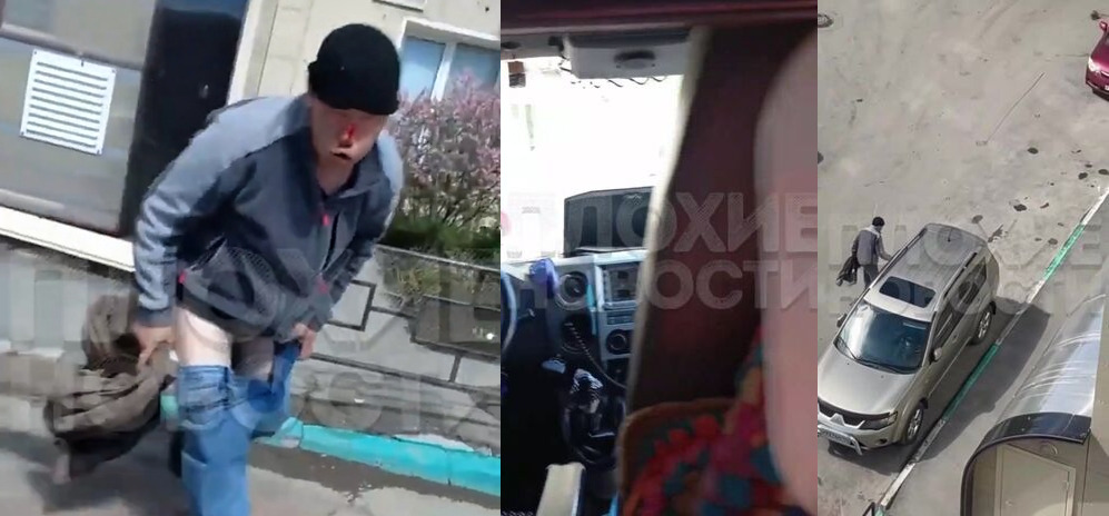 In Novosibirsk, a drunk man smashed cars and attacked passersby