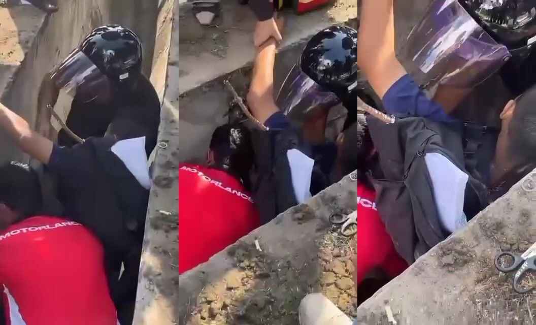 Impailed by metal rod when driver loses control into ditch