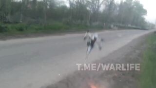 A drone directly hit a Ukrainian soldier