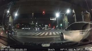 Biker Runs Red Light Dies After Crashing Into Tesla
