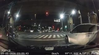 Biker Runs Red Light Dies After Crashing Into Tesla