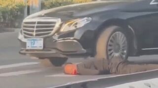 Victim Of Hit And Run Gets Finished Off By Mercedes