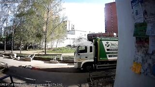 Old Woman Crushed By Reversing Garbage Truck {Clean}
