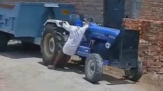 Man Gets Run Over By Own Tractor, Walks Away Like Nothing Happened