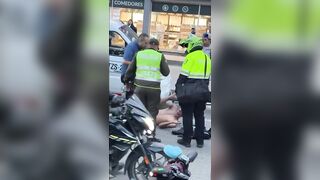 Motorcycle Thief Caught And Beaten In Front of Police