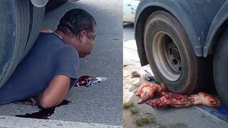 Motorcyclist Completely Annihilated by Truck in Horrific Crash