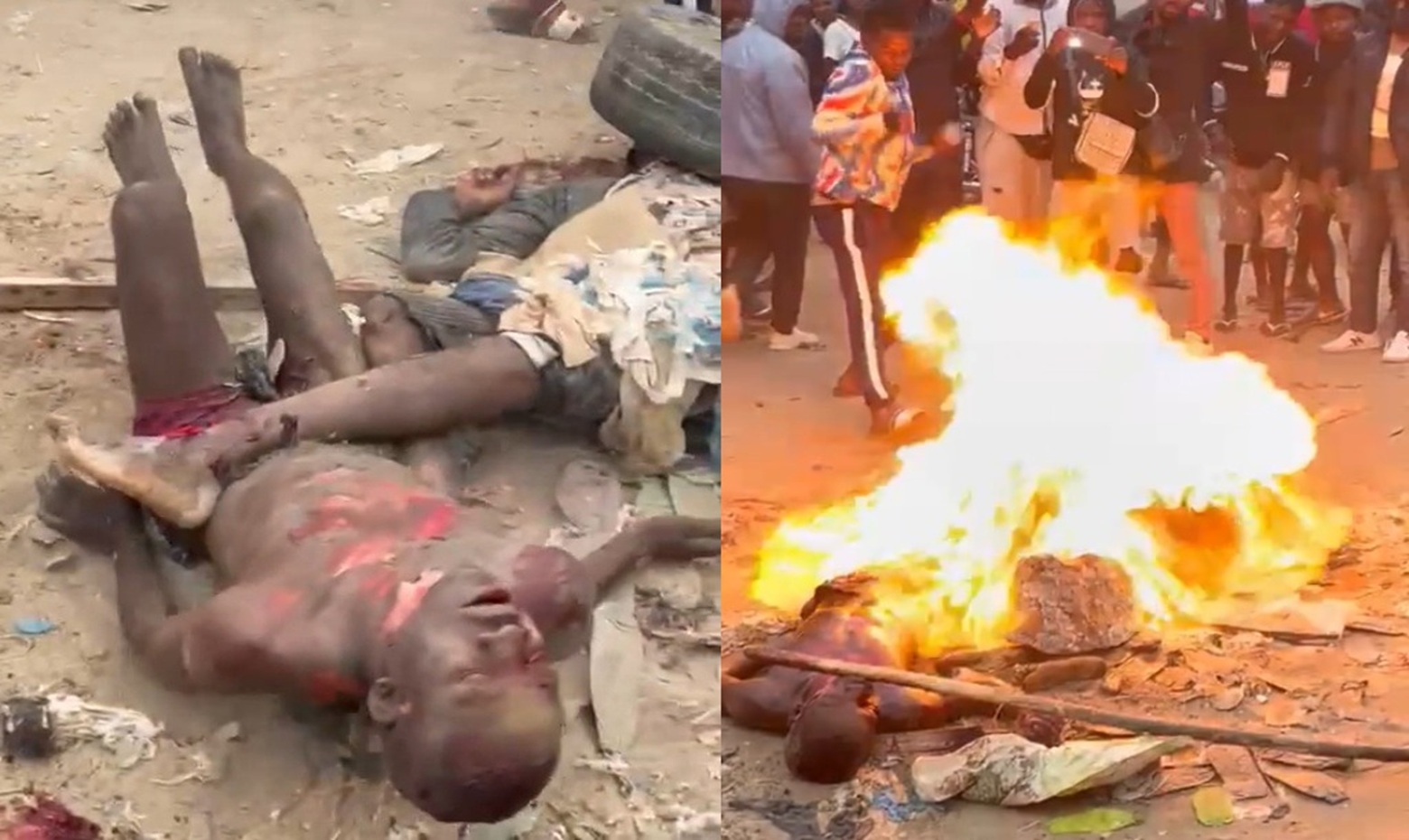 Bloodthirsty Crowd Tortures & Burns Two Suspected Thieves to Death in Horrific Lynchi