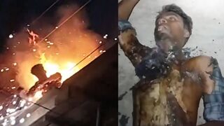 Horrifying Moment: Day Laborer Electrocuted on Construction Roof in Dhaka