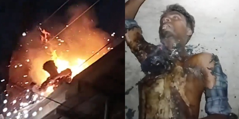 Horrifying Moment: Day Laborer Electrocuted on Construction Roof in Dhaka