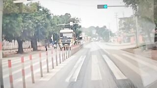 Man Crossing The Road In Front Of The truck Gets Crushed To Death