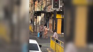 Wierd Chick Walks Fully Naked In Public