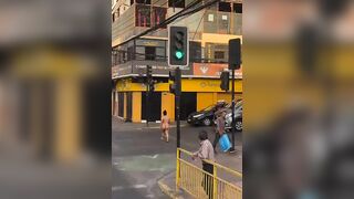 Wierd Chick Walks Fully Naked In Public