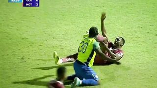 The football player broke his ankle