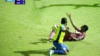 The football player broke his ankle