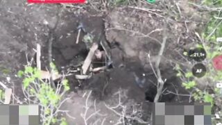 Retarded Ukrat fucked by drone, bad timing.