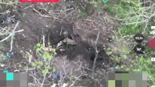 Retarded Ukrat fucked by drone, bad timing.