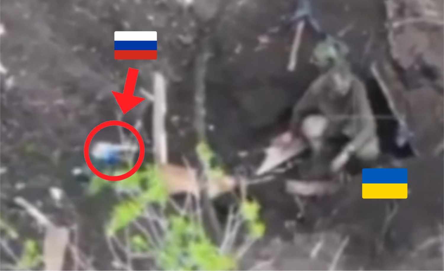 Retarded Ukrat fucked by drone, bad timing.
