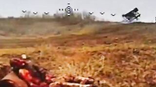 Burned alive katsap accepted his death from a drone