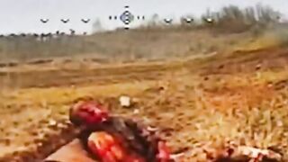 Burned alive katsap accepted his death from a drone