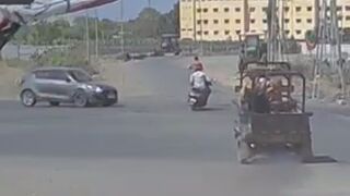 Motorcyclist Killed By Speeding Car In India
