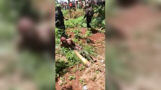 Man Who Beheaded Brother-In-Law With Machete Stripped And Beaten By Mob In Cameroon