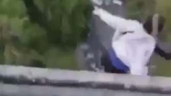 Cellphone Camera  Captures A Moment When Depressed Guy Jumps From The Tall Bridge