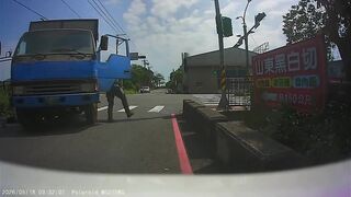 Motorcyclist Gets Run Over By Truck After Falling Head First