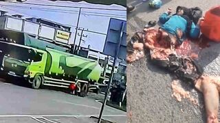 Woman's Lower Half Mangled After Being Run Over by Truck (CCTV & Aftermath)