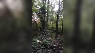 A Russian soldier tried to evade Ukrainian drone but something went wrong.
