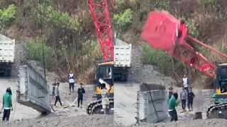 Construction Worker Dies Instantly After Crane Boom Collapses on Him in Philippines