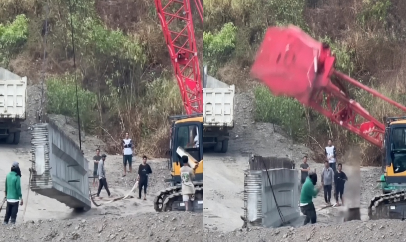 Construction Worker Dies Instantly After Crane Boom Collapses on Him in Philippines