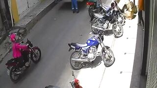 Stupid motorcycle rider waiting for death