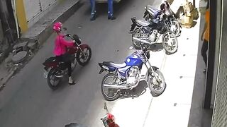 Stupid motorcycle rider waiting for death