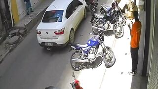 Stupid motorcycle rider waiting for death