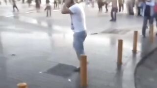 Classic: A man feeling very hot politely asks for someone to cool his face